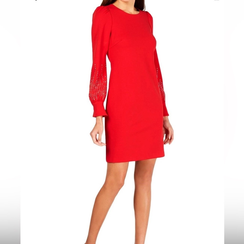 Calvin Klein Red Long Sleeve Dress